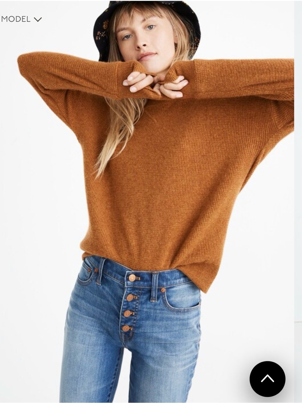 Madewell Sweater Womens Small 100% Cashmere Ribbed Crewneck Brown Sweatshirt